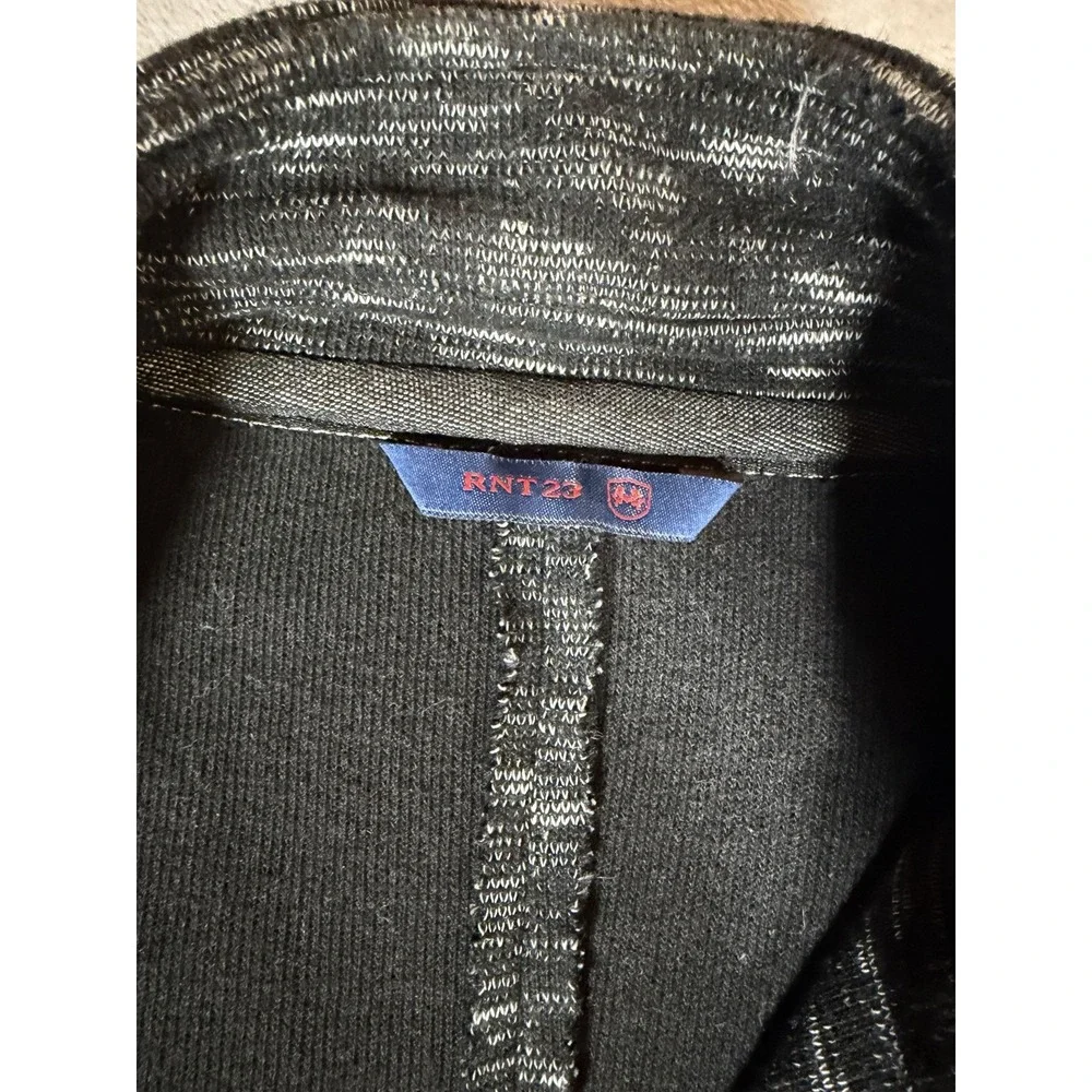RNT23 Mens Blazer Jacket M 38 Black Gray Marled Knit Sport Coat Made in Turkey
